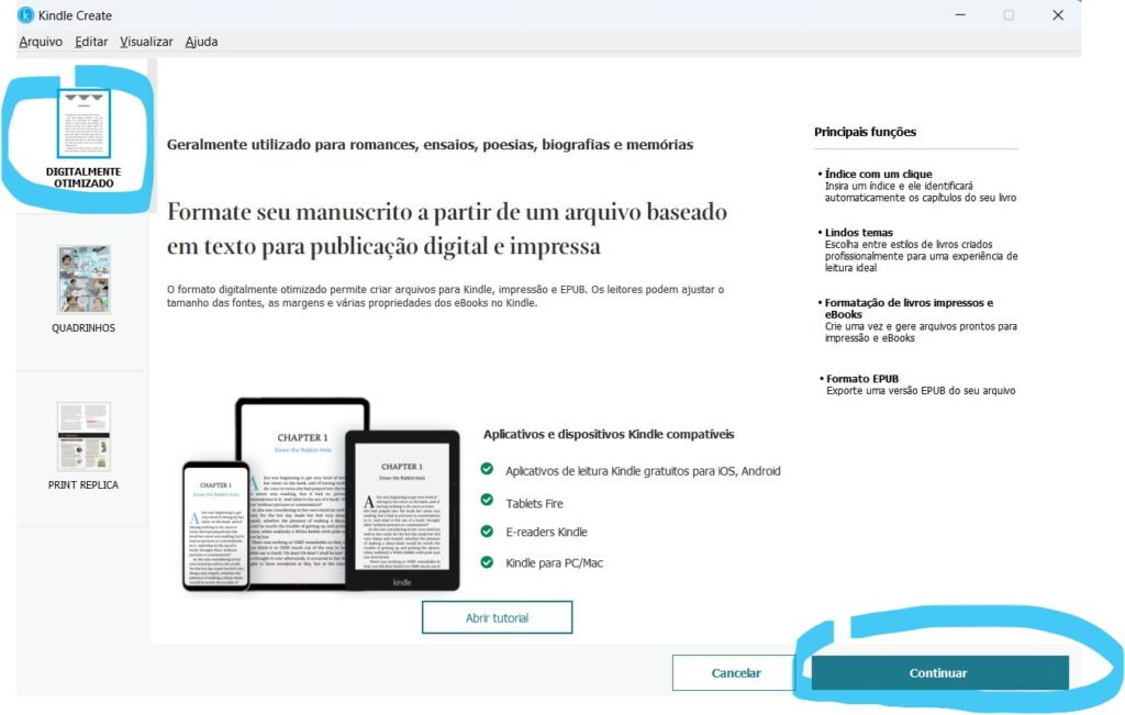 Kindle Create em ação